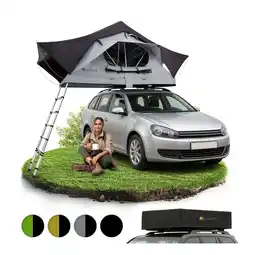 Netto Marken-Discount Juskys Autodachzelt Lago 120 x 210 cm - LED-Beleuchtung & Leiter - Schwarz / Grau Angebot