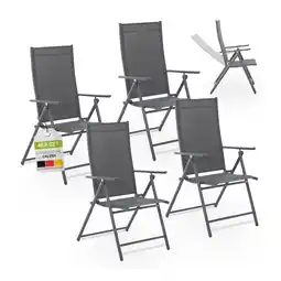 Netto Marken-Discount Juskys Gartenstuhl Calena 4er Set - 7-fach verstellbare Rückenlehne mit Klappfunktion - Anthrazit Angebot