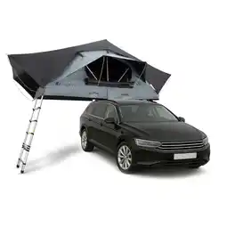 Netto Marken-Discount Juskys Autodachzelt Lago 140 x 240 cm - LED-Beleuchtung & Leiter - Schwarz / Grau Angebot