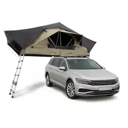 Netto Marken-Discount Juskys Autodachzelt Lago 140 x 240 cm - LED-Beleuchtung & Leiter - Schwarz / Khaki Angebot