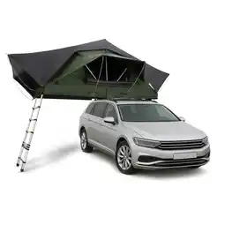 Netto Marken-Discount Juskys Autodachzelt Lago 140 x 240 cm - LED-Beleuchtung & Leiter - Schwarz / Olivengrün Angebot