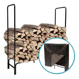 Netto Marken-Discount NYVI Kaminholzregal Schwarz inkl. Abdeckung - Brennholzregal aus Metall für bis zu 150 kg Holz Angebot