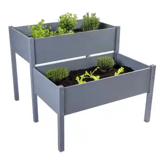 Netto Marken-Discount NYVI Hochbeet NYVIGreen mit 2 Abteilungen Grau - Gartenbeet mit Unkrautvlies Angebot