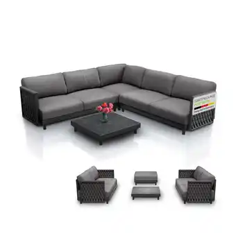 Netto Marken-Discount Juskys Premium Gartenmöbel Set Port Royale - Sofa mit Kissen & Tisch - Anthrazit Angebot