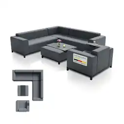 Netto Marken-Discount Juskys Premium Gartenmöbel Lounge Sorano - Designer Set mit Sofa, Sessel & Hocker - Stoff Anthrazit Angebot