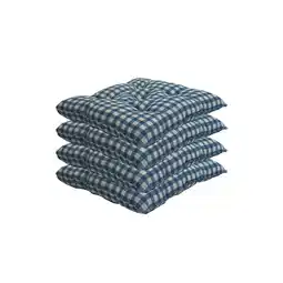 Netto Marken-Discount NYVI Stuhlkissen Genua 38x38 cm 4er Pack Sitzkissen mit Steppung Farbe:Karo-Blau Angebot