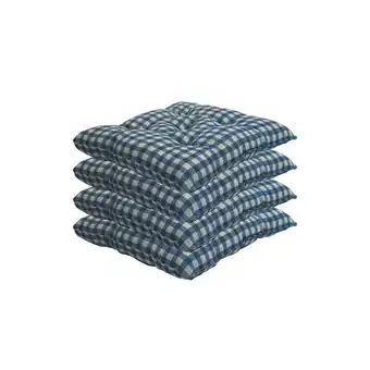 Netto Marken-Discount NYVI Stuhlkissen Genua 38x38 cm 4er Pack Sitzkissen mit Steppung Farbe:Karo-Blau Angebot