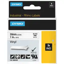 Netto Marken-Discount Dymo Schriftband Rhino IND ORIGINAL Schriftband Vinyl 24mm x 5,5m, schwarz auf weiß Angebot