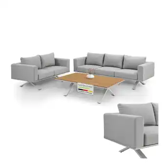 Netto Marken-Discount Juskys Premium Gartenlounge Set Alexandria - Tisch, 2er & 3er Sofa - hochwertige Gartenmöbel - Grau Angebot