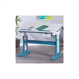 Netto Marken-Discount Inter Link Schreibtisch Pijii - Kiefer Massivholz - weiss/blau lackiert Angebot