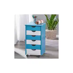 Netto Marken-Discount Inter Link Rollcontainer Pijii - Kiefer Massivholz - weiss/blau lackiert Angebot