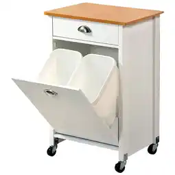 Netto Marken-Discount Kesper Küchenwagen mit Mülleimer - Weiß/Bambusdekor Angebot