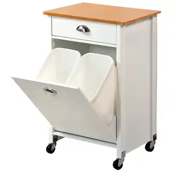 Netto Marken-Discount Kesper Küchenwagen mit Mülleimer - Weiß/Bambusdekor Angebot