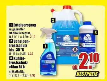 B1 Discount Baumarkt Enteiserspray Oder Scheibenfrostschutz Bis -30 °c Oder Kühlerfrostschutz „blau R11“ Angebot