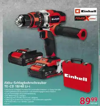 Selgros Akku-schlagbohrschrauber Te-cd 18.48 Li-i Einhell Angebot