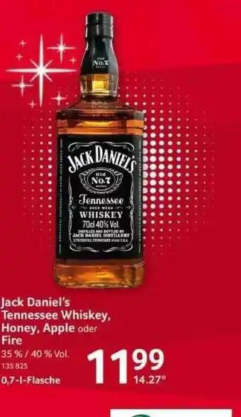 Selgros Jack Daniel's Tennessee Whiskey, Honey, Apple Oder Fire Angebot