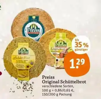 tegut Preiss Original Schüttelbrot Angebot