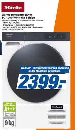 Expert Miele wärmepumpentrockner tq 1000 wp nova edition Angebot