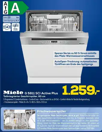 Euronics Miele g 5811 sci active plus teilintegrierter geschirrspüler, 60 cm Angebot