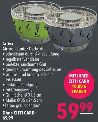 CITTI Markt Activa Airbroil Junior Tischgrill Angebot