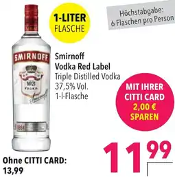 CITTI Markt Smirnoff Vodka Red Label Angebot