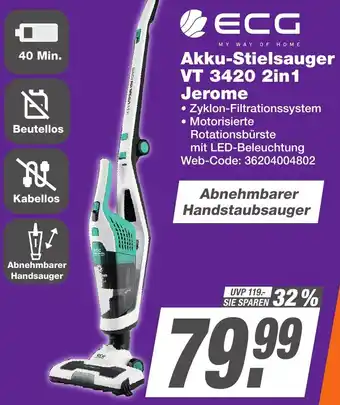 K+B Expert ECG Akku-Stielsauger VT 3420 2in1 Jerome Angebot