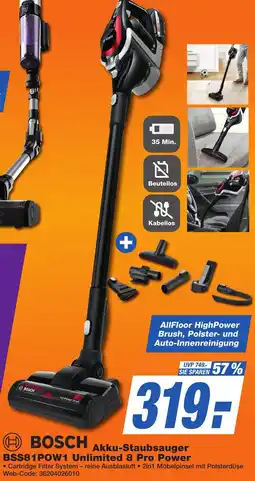 K+B Expert BOSCH Akku-Staubsauger BSS81POW1 Unlimited 8 Pro Power Angebot