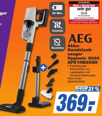 K+B Expert AEG Akku-Handstaubsauger Hygienic 8000 AP81HB25SH Angebot