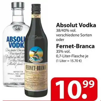 Famila Nord Ost Absolut oder fernet-branca vodka oder kräuterlikör Angebot