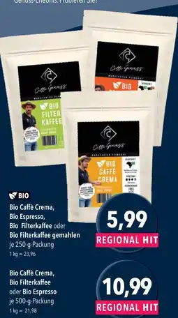 CITTI Markt Bio Caffè Crema, Bio Espresso, Bio Filterkaffee oder Bio Filterkaffee gemahlen Angebot