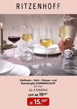 Galeria RITZENHOFF Weißwein-, Sekt-, Wasser- und Rotweinglas SONNENSCHLIFF Angebot