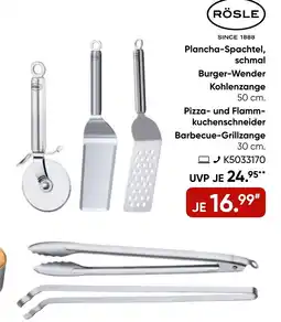 Galeria RÖSLE Plancha-Spachtel, schmal Burger-Wender Kohlenzange Pizza- und Flamm- kuchenschneider Barbecue-Grillzange Angebot