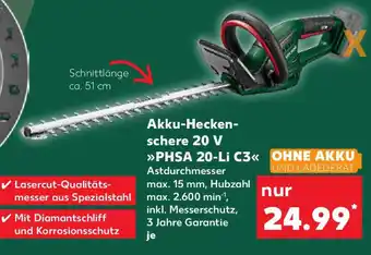 Kaufland Akku-Hecken- schere 20 V PHSA 20-Li C3 Angebot