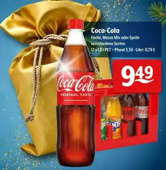 Getränke Hoffmann Coca Cola Fanta, Mezzo Mix oder Sprite 12x1L Angebot