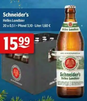 Getränke Hoffmann Schneider's Helles Landbier 20x0,5L Angebot