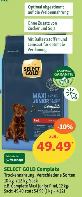 Fressnapf SELECT GOLD Complete Trockennahrung. Angebot