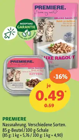 Fressnapf PREMIERE Nassnahrung. Angebot