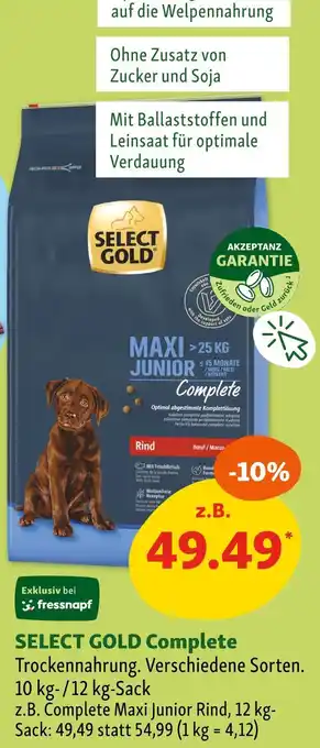 Fressnapf Select gold complete maxi junior rind Angebot