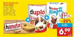 Netto Marken-Discount Duplo, hanuta, kinder riegel duplo, hanuta und kinder riegel Angebot