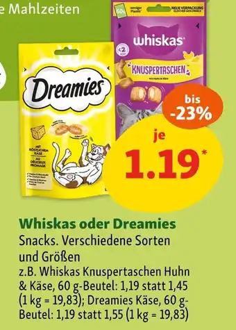 Fressnapf Whiskas oder dreamies snacks Angebot