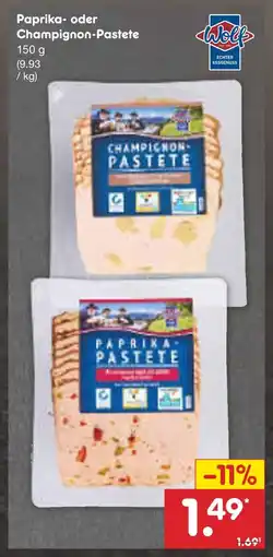 Netto Marken-Discount Wolf paprika- oder champignon-pastete Angebot
