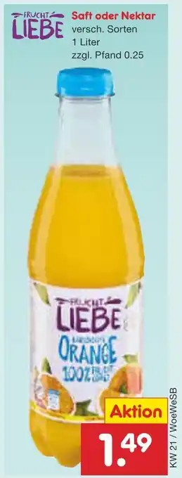 Netto Marken-Discount Frucht liebe saft oder nektar Angebot
