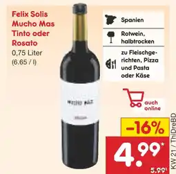 Netto Marken-Discount Felix solis mucho mas tinto oder rosato Angebot