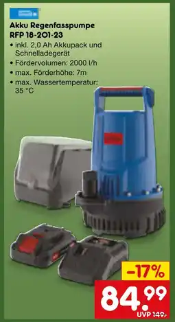 Netto Marken-Discount Akku regenfasspumpe rfp 18-201-23 Angebot