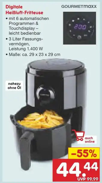 Netto Marken-Discount Gourmetmaxx digitale heißluft-fritteuse Angebot