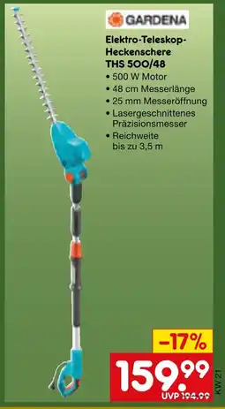 Netto Marken-Discount Gardena elektro-teleskop-heckenschere ths 500/48 Angebot