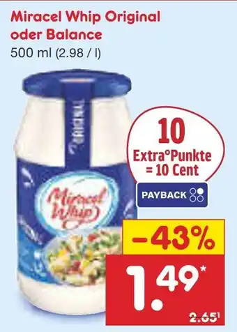 Netto Marken-Discount Miracel whip original oder balance Angebot