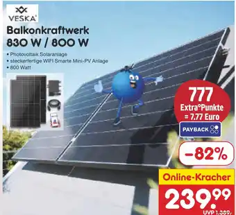 Netto Marken-Discount Veska balkonkraftwerk 830 w / 800 w Angebot