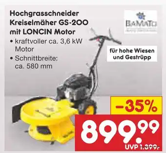 Netto Marken-Discount Bamato hochgrasschneider kreiselmäher gs-200 mit loncin motor Angebot
