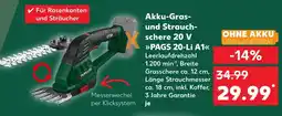Kaufland Parkside akku-gras- und strauchschere 20 v pags 20-li a1 Angebot